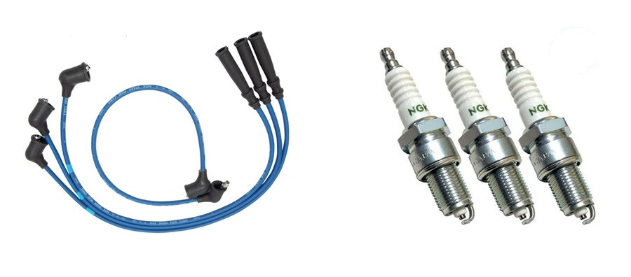 Daihatsu Hijet Mini Truck Ignition Wires/Spark Plugs Set S100P S110P S110V S110W -Carbureted